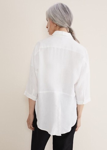 Phase Eight Cynthia Linen Shirts White Australia | IU0568349